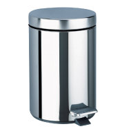 449-Poubelle de salle de bains à pédale, ronde Inox, 3 litres