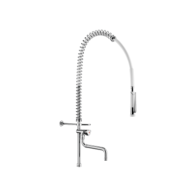 Combiné de prélavage blanc sans robinetterie avec colonne courte