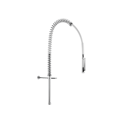 Combiné de prélavage blanc sans robinetterie avec colonne courte