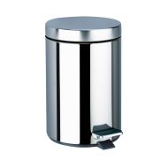 450P-Poubelle de salle de bains à pédale, ronde Inox, 5 litres
